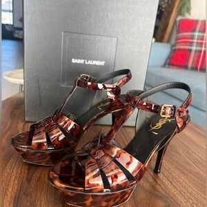 YSL Tribute sandal tortoise shell